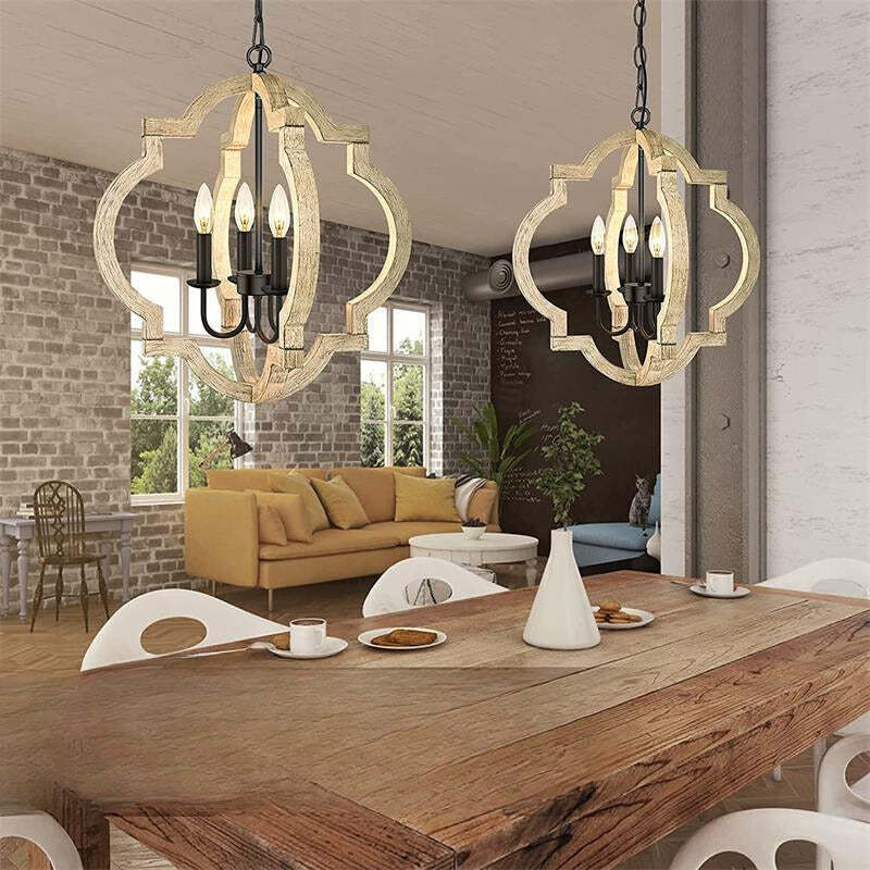 Alessio Chandelier in living room. Vintage LED lighting.