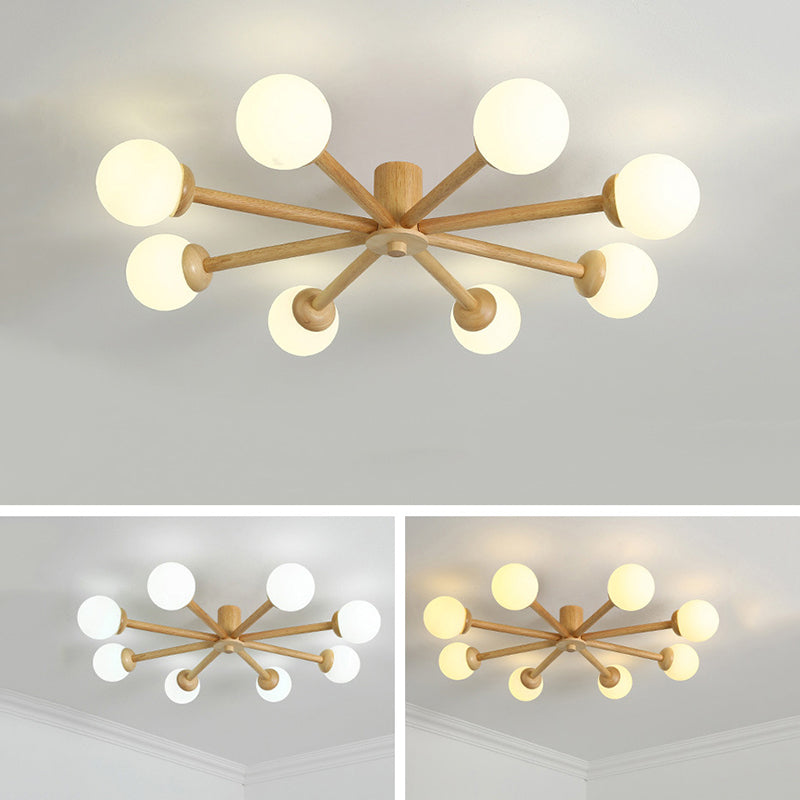 Ozawa Ceiling Light: Dimmable Wooden & Glass Modern Lighting Fixture