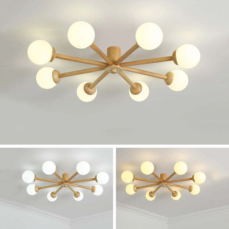 Ozawa Ceiling Light: Dimmable Wooden & Glass Modern Lighting Fixture