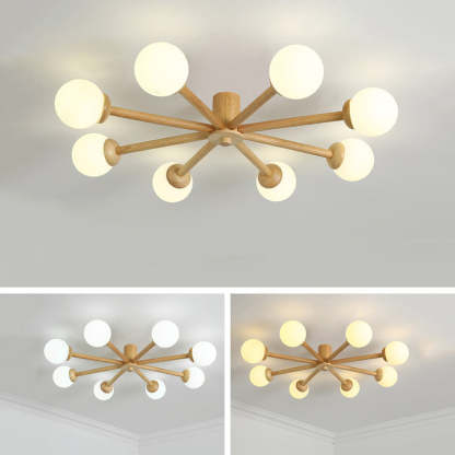Ozawa Ceiling Light: Dimmable Wooden & Glass Modern Lighting Fixture