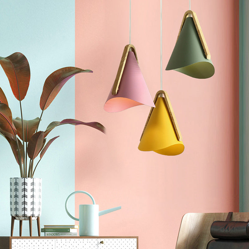 Morandi pendant lights: pink, yellow, green. Modern lighting solution.