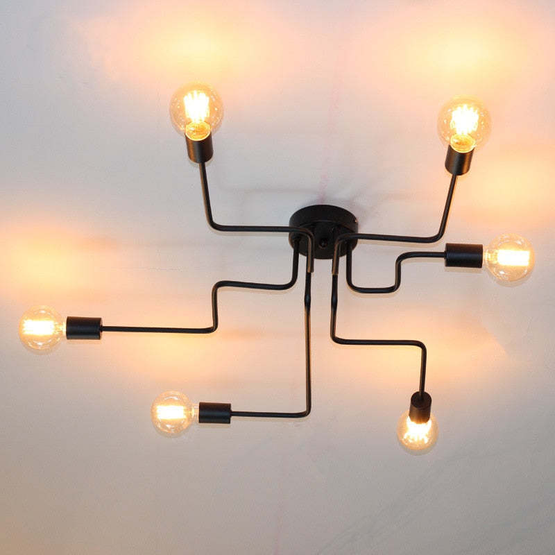 Vintage Modern Minimalist Industrial Metal Flush Mount Ceiling Light
