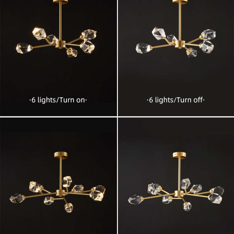 Kristy Chandelier Light on and off, 6 lights