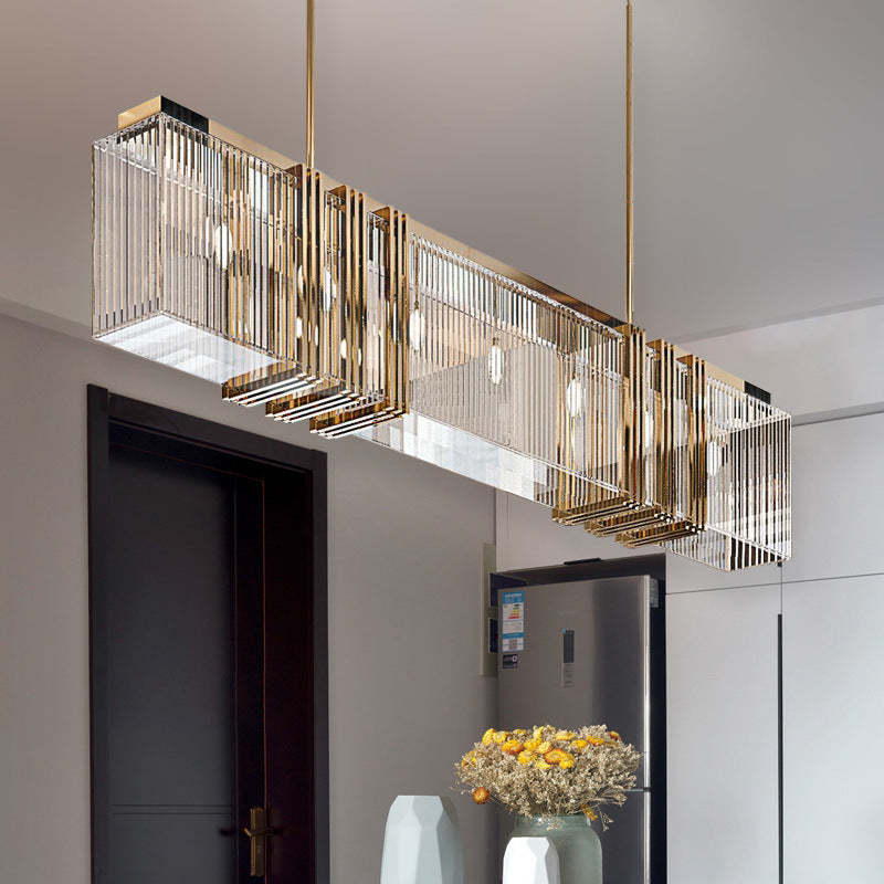 Modern LED Metal Rectangular Pendant Light Luxury Gold | Las Sola