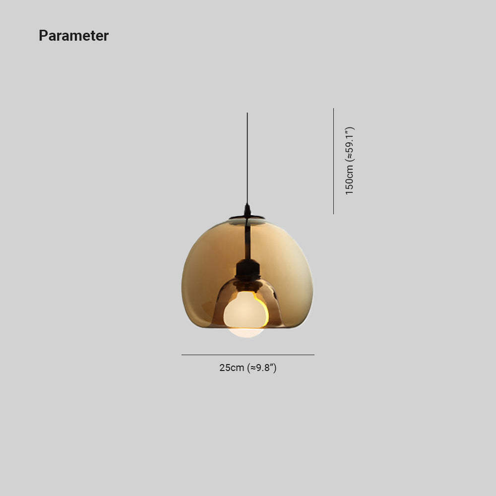 Hailie amber glass globe pendant light dimensions
