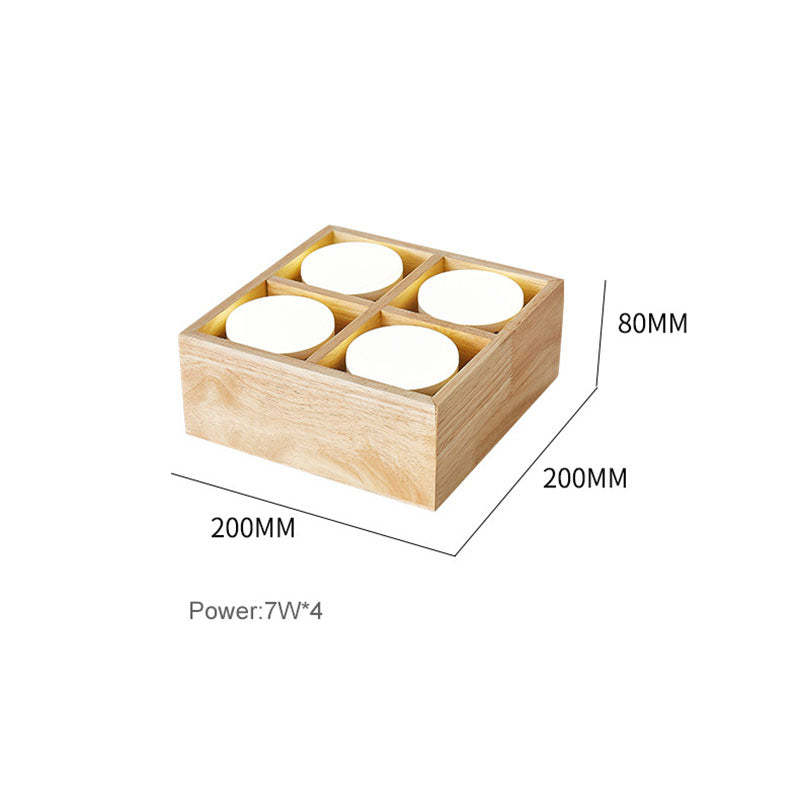 Ozawa wood ceiling light dimensions: 200x200x80mm