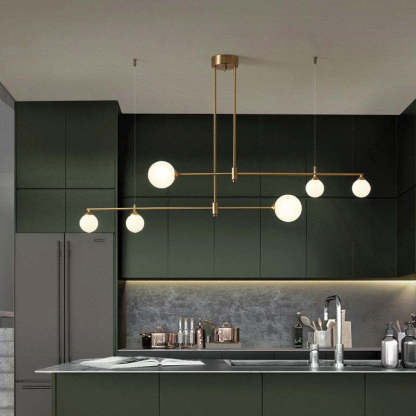 Modern gold pendant light in kitchen, Valentina style
