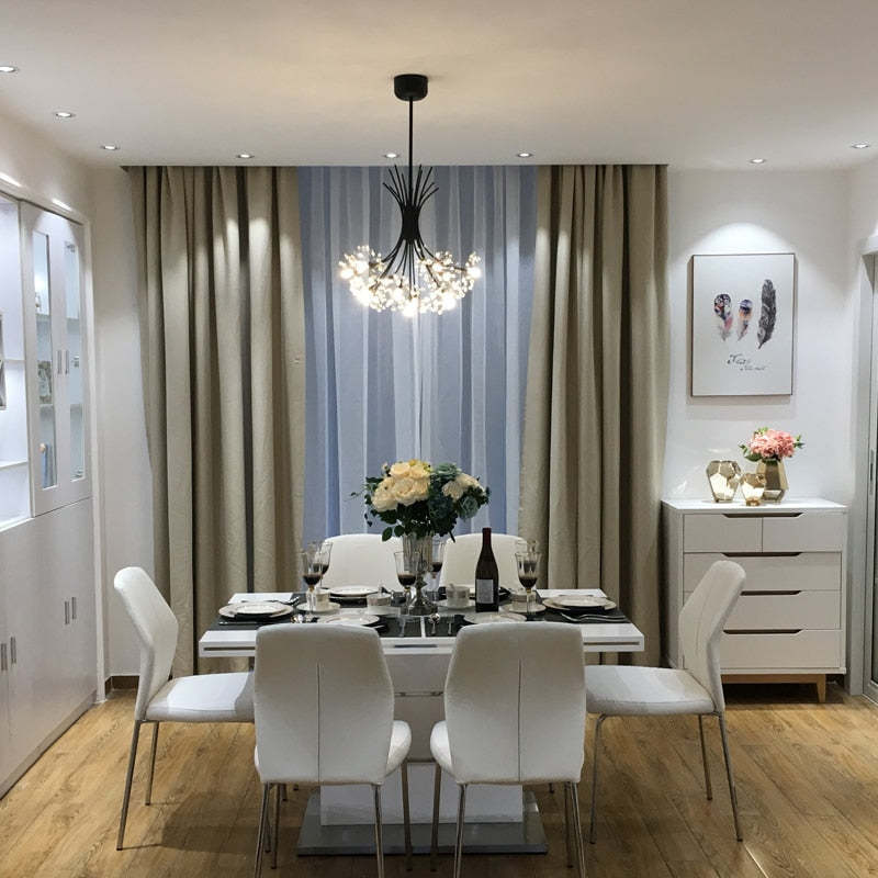 Lily Chandelier over dining table, Art Deco lighting fixture.