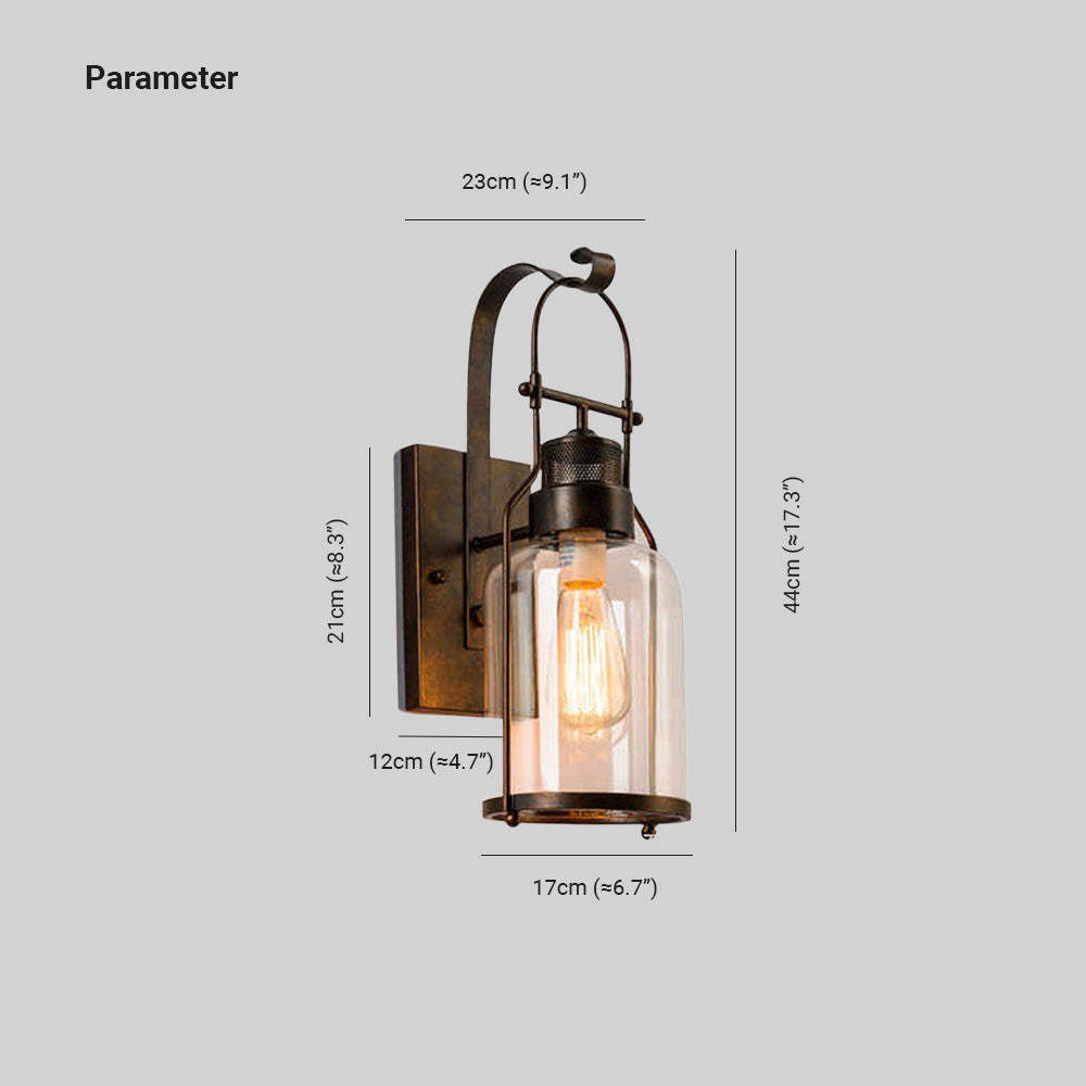 Alessio Vintage Lantern Wall Lamp Dimensions
