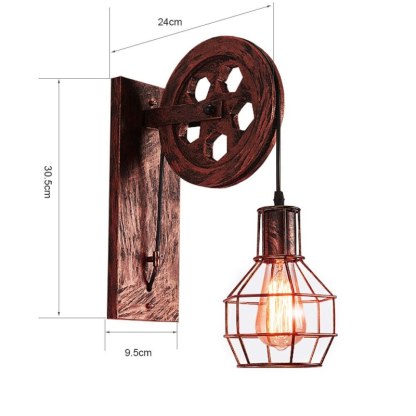 Retro Alessio Bronze Pulley Wall Lamp Dimensions