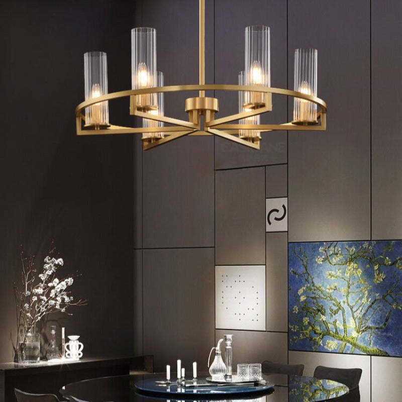Arisha glass cylinder pendant light in dining room