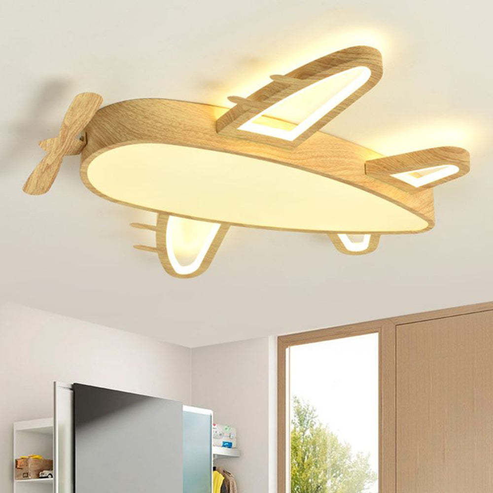 Wood airplane ceiling light - modern kids room lighting