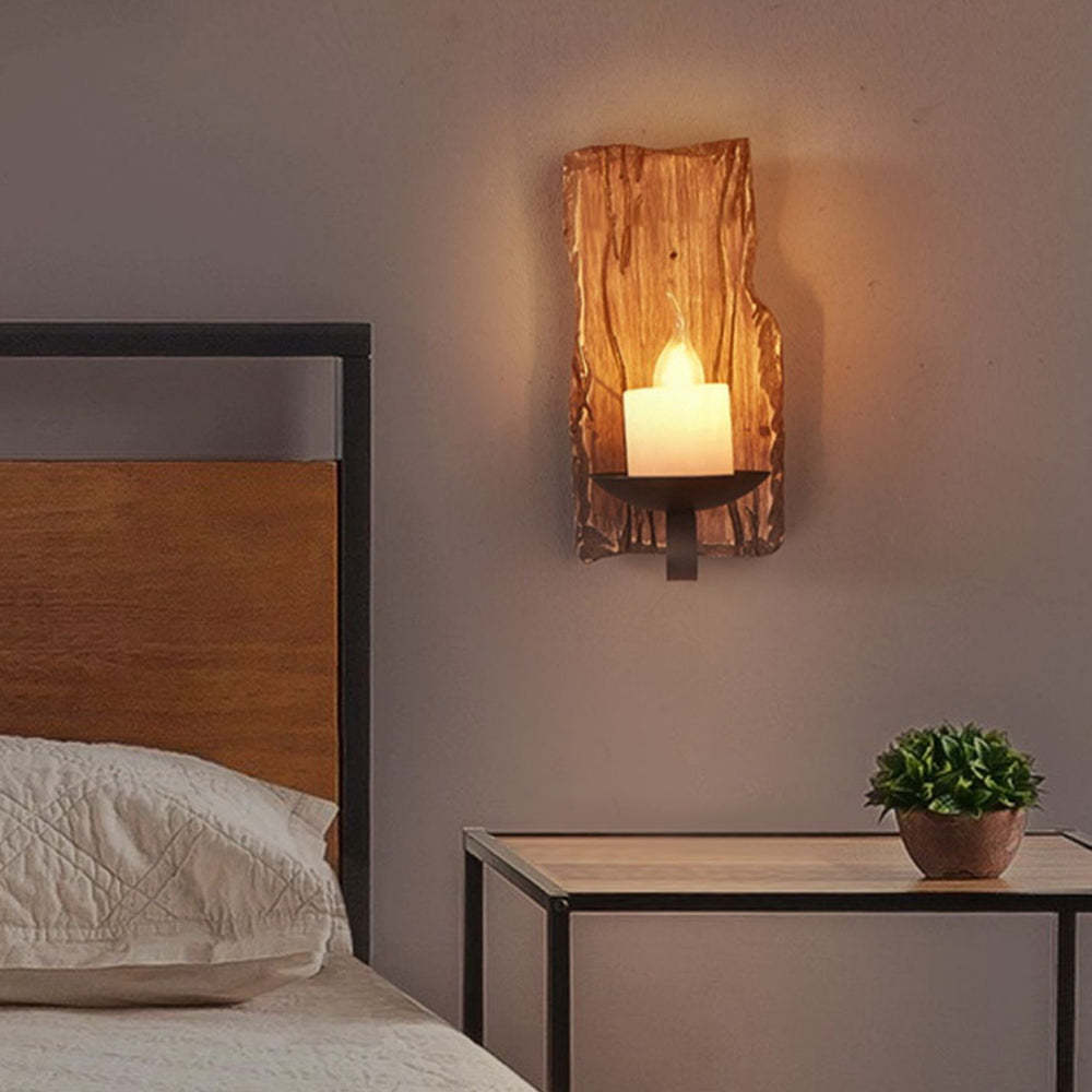 Rustic Wood Austin Wall Lamp in Bedroom