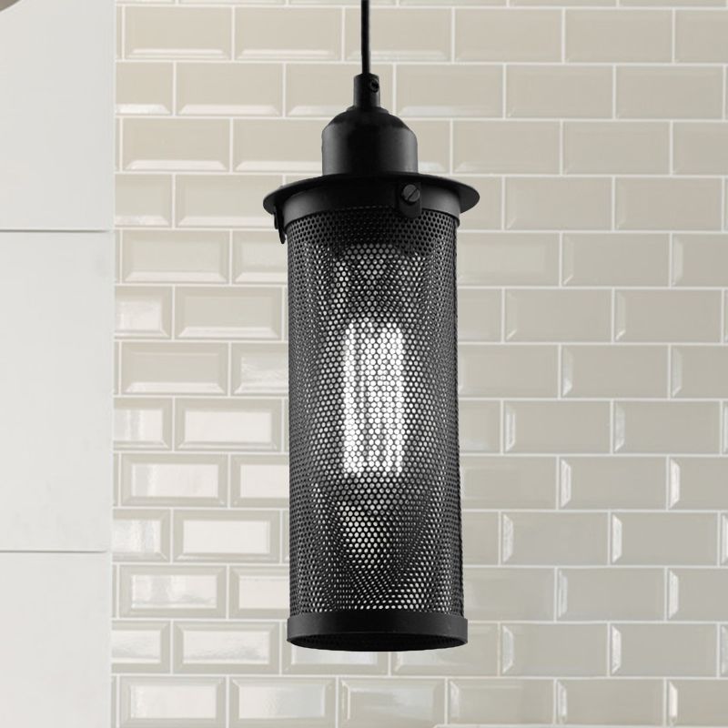 Black Sanna Industrial Pendant Light with exposed bulb