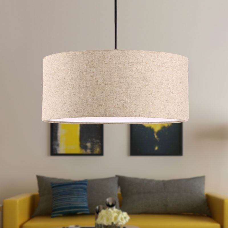 Renée Fabric Drum Pendant Light in Living Room
