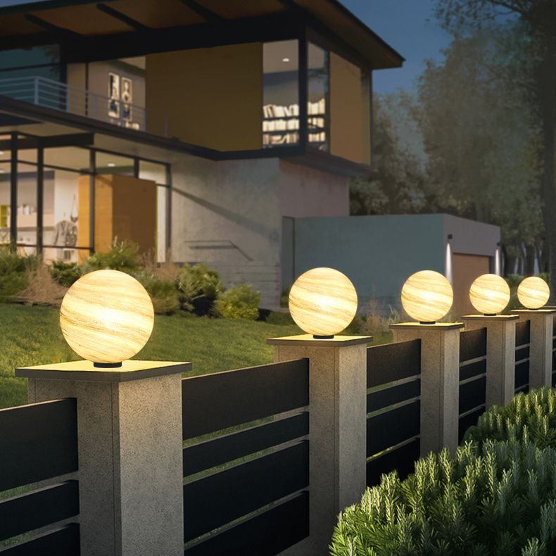 Elif Moon Globe Lights on Fence, Modern Outdoor Lighting
