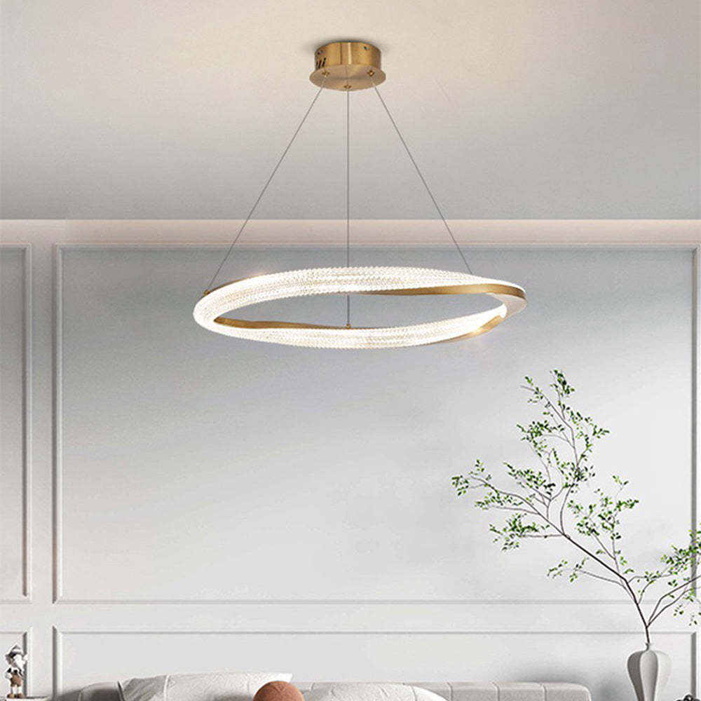 Kirsten Pendant Light, gold, crystal ring, interior decor