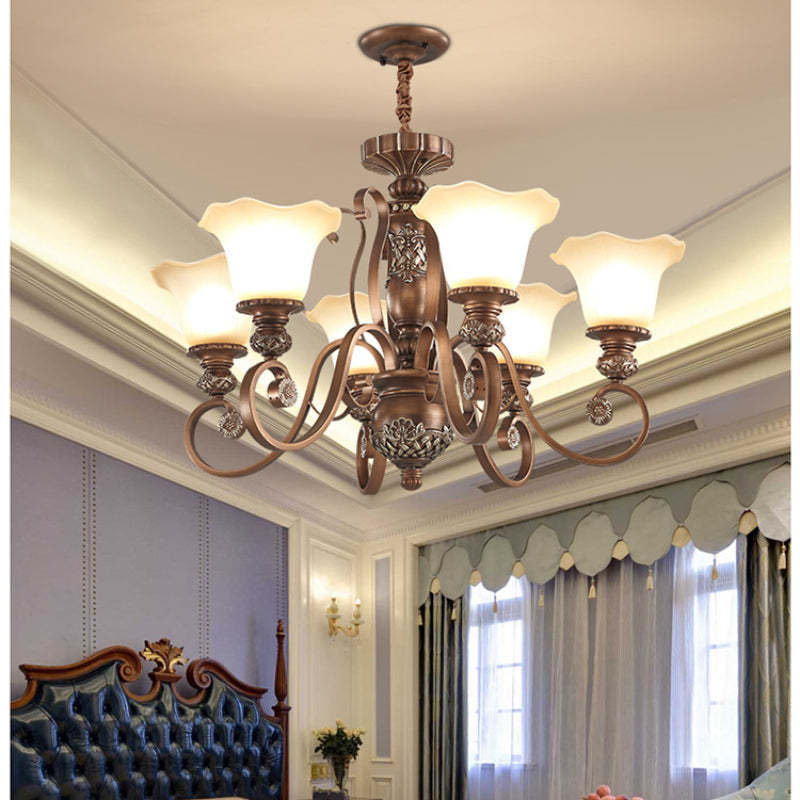 Lily Retro Flower Pendant Light in Bedroom