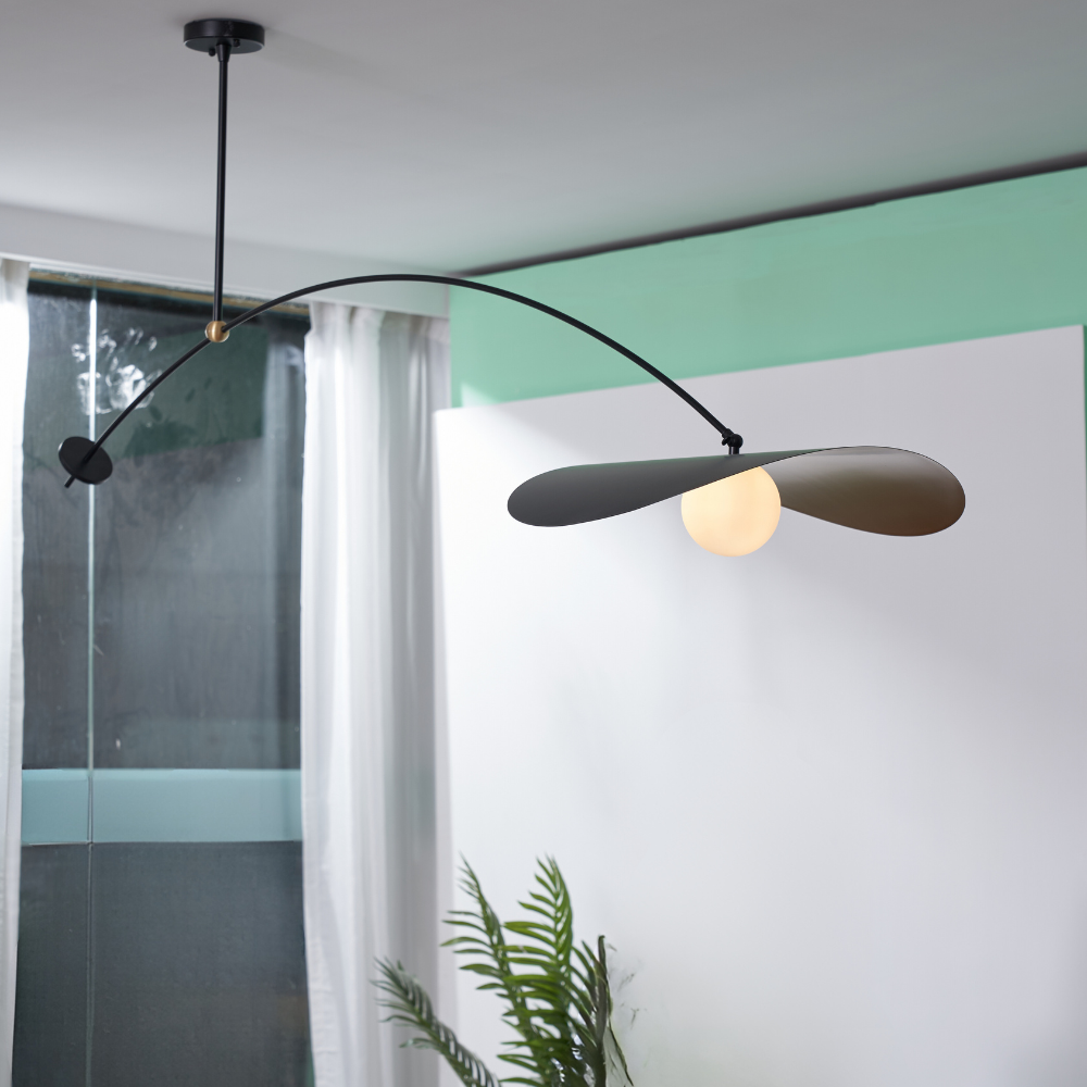 Black Cairns leaf pendant light in modern room.