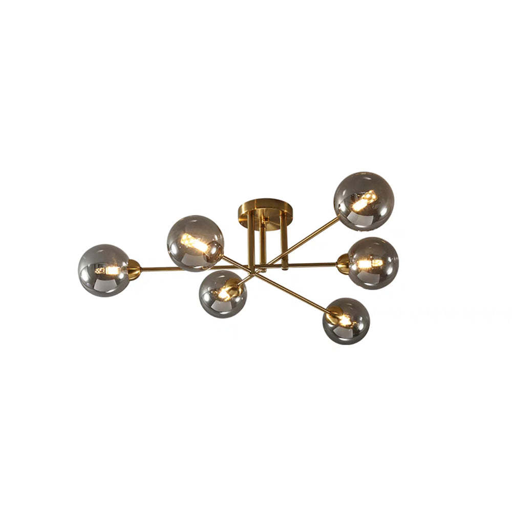 Valentina Industrial Chandelier, gold finish glass globe