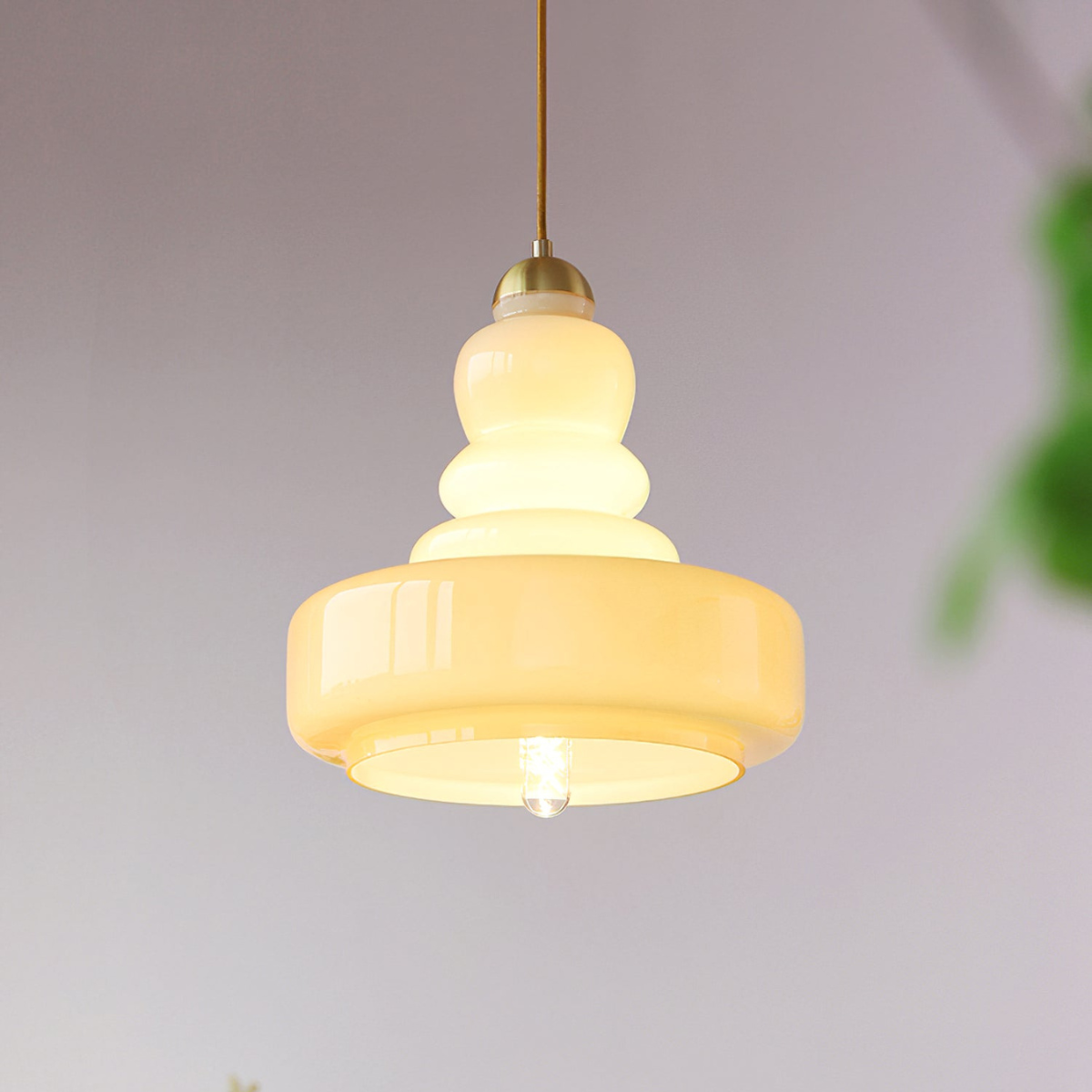 Morandi Pendant Light, beige glass, modern design for living room
