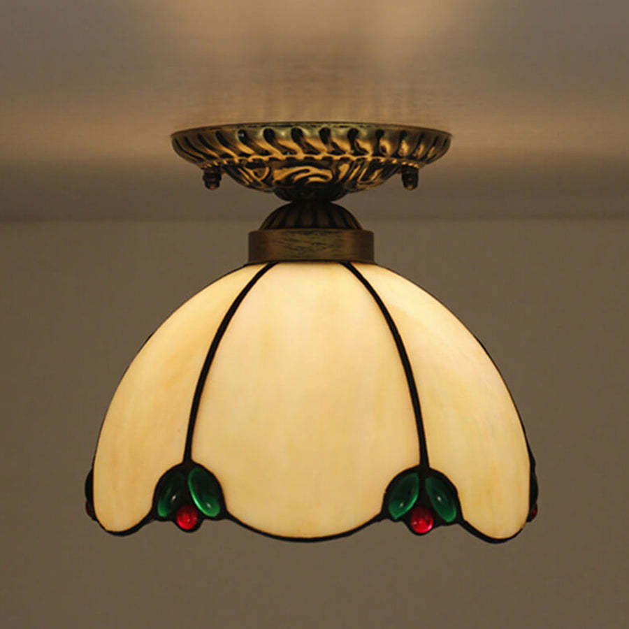 Eryn Vintage Glass LED Flush Mount Ceiling Light, dome-shaped design