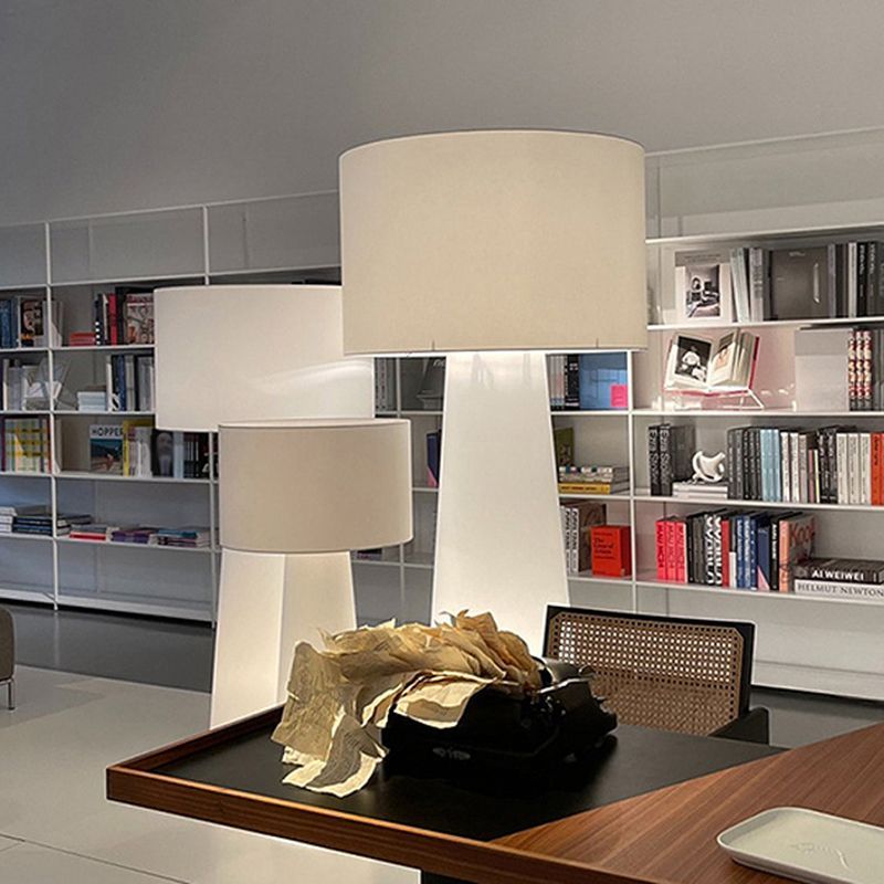 Modern fabric floor lamp in a contemporary living room.