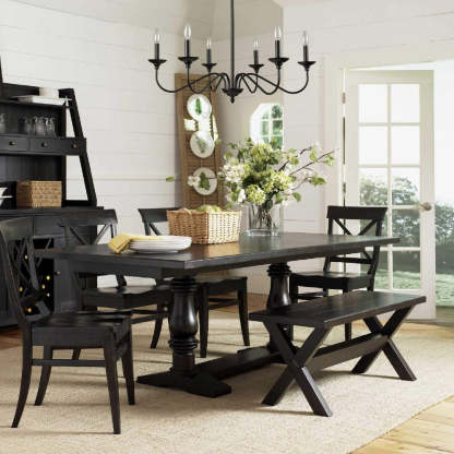 Black Silva Chandelier above a dining table