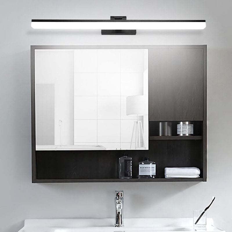 Modern bathroom with black linear wall lamp