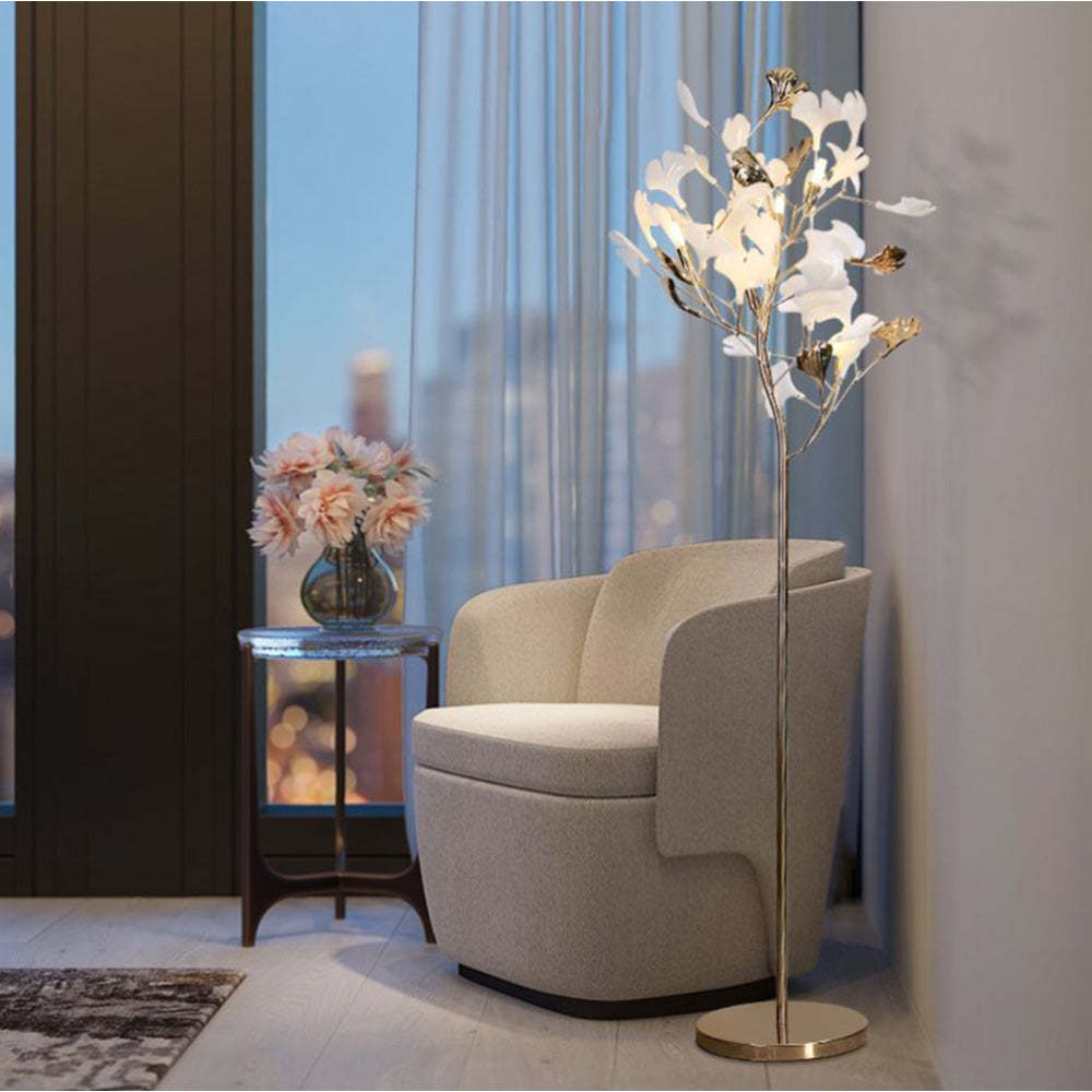 Olivia floor lamp in living room setting, interior design