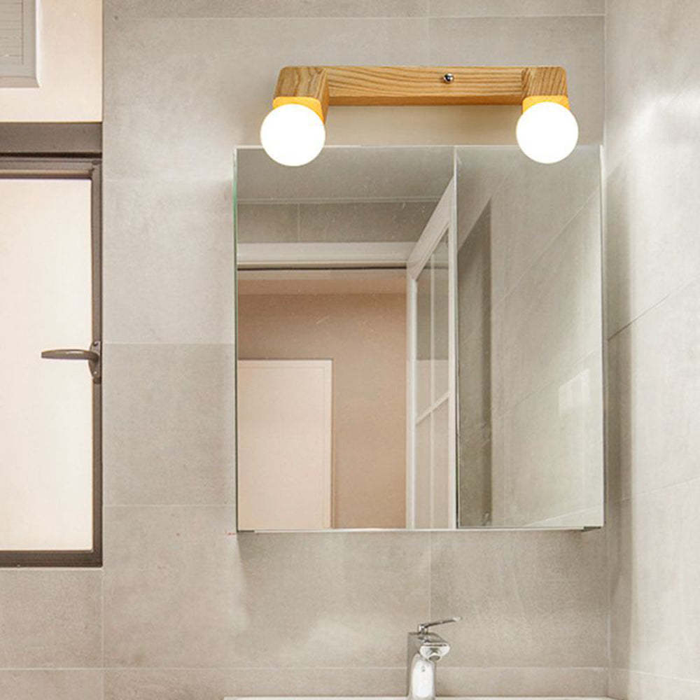 Ozawa Modern Wood Vanity Light above mirror, bathroom lighting