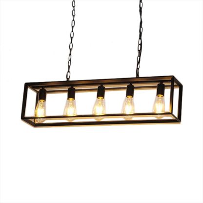 Brass Alessio Rectangle Pendant Light with 5 lights