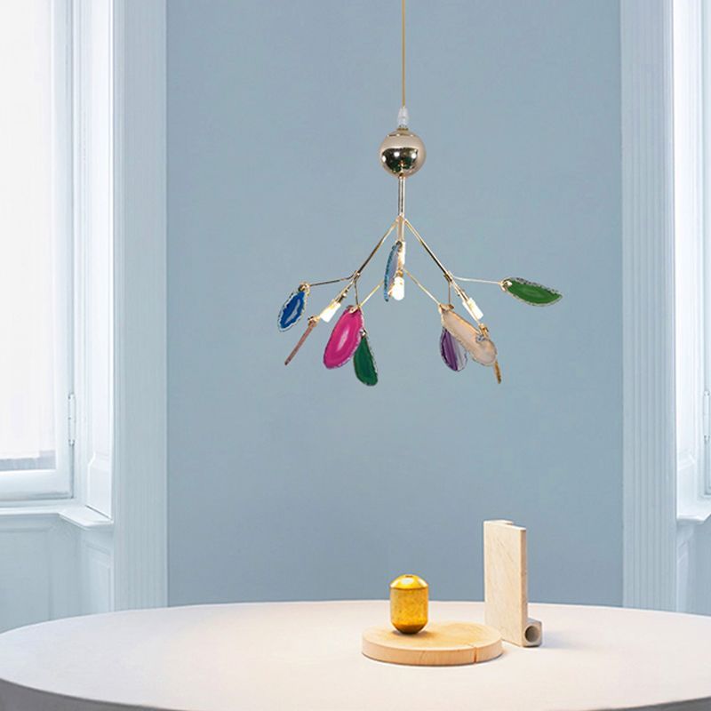 Colorful Javon Agate Leaf Pendant Light
