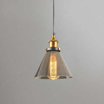 Levy industrial pendant light with Edison bulb and smoked glass shade. Levy Industrial Metal/Glass Pendant Light Dining Room