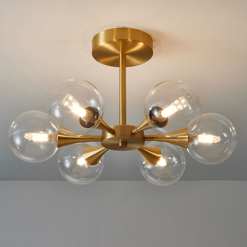 Valentina pendant light with clear glass bulbs and brass fixture