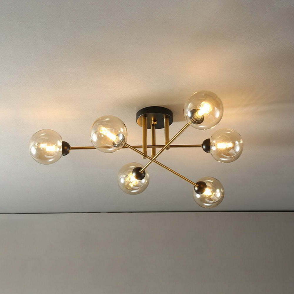 Valentina Chandelier, modern industrial ceiling light with glass globes