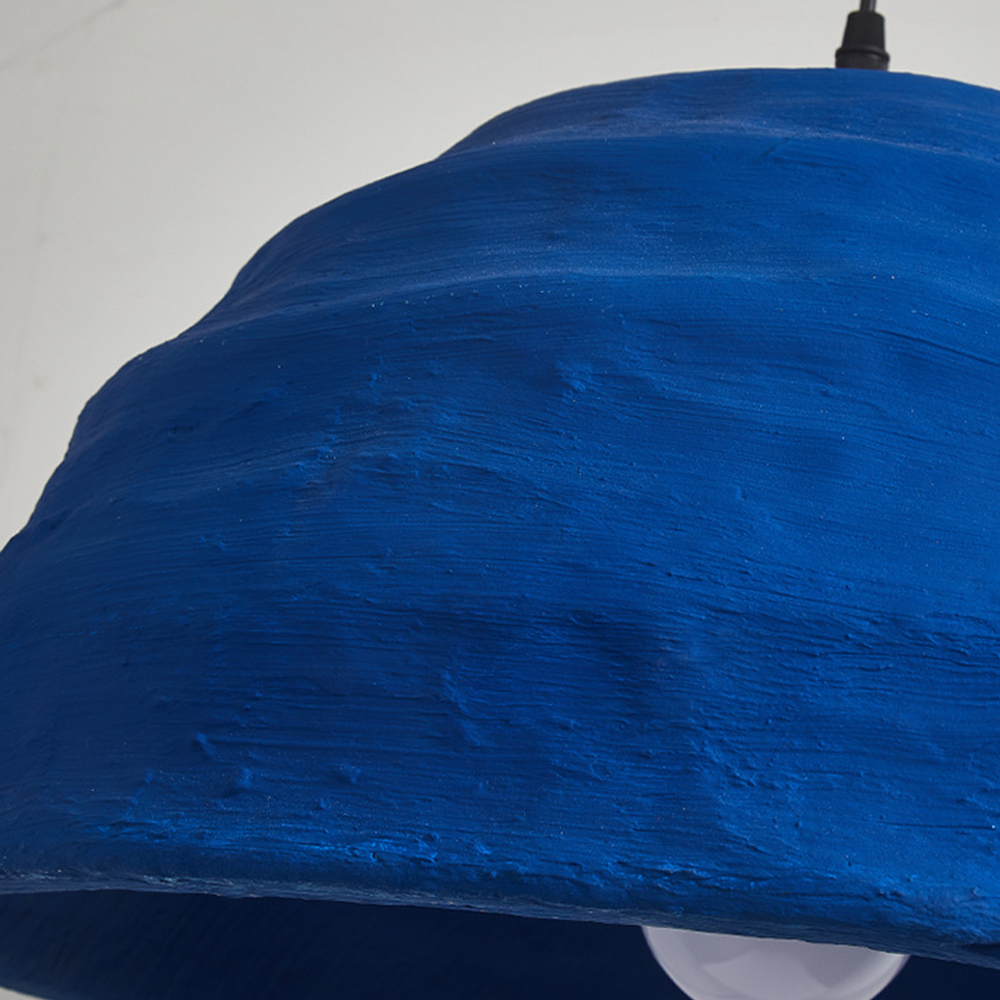 Hailie pendant light, detail of textured blue shade