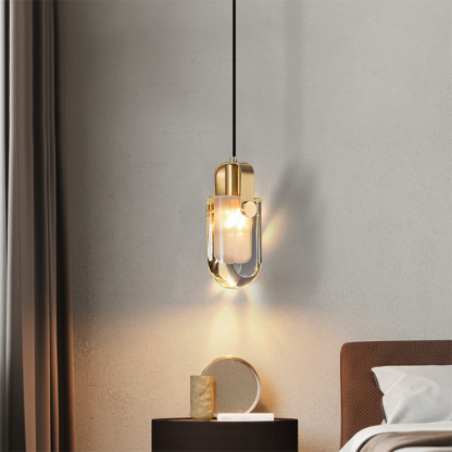 Kristy Pendant Light, crystal and gold finish, bedroom lighting
