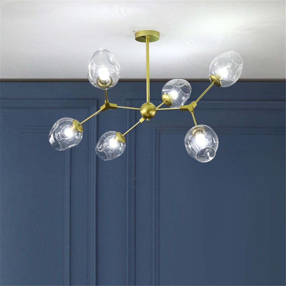 Valentina modern bubble chandelier, six glass shades