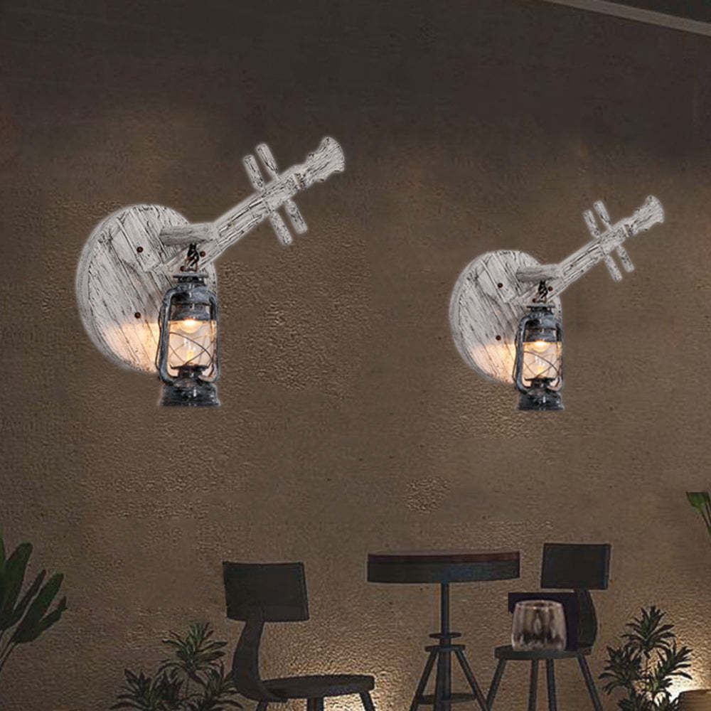 Lute Vintage Lantern Wall Lamp, Rustic Style Lighting