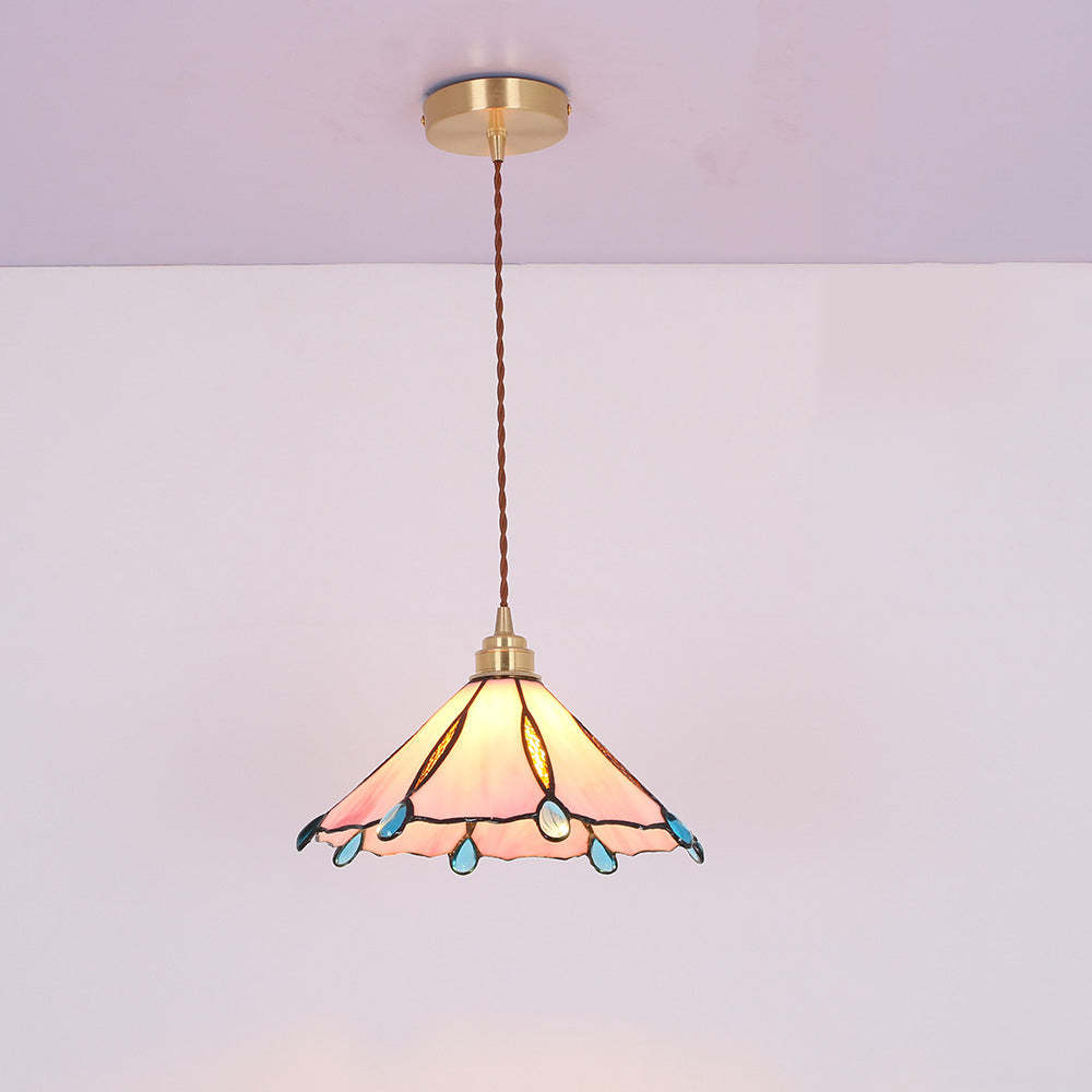 Eryn Vintage Pendant Light, Stained Glass, Bedroom/Living Room