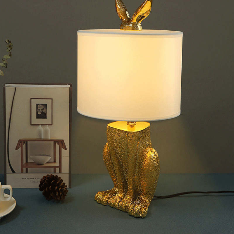 Gold Rabbit Table Lamp with Shade | Las Sola