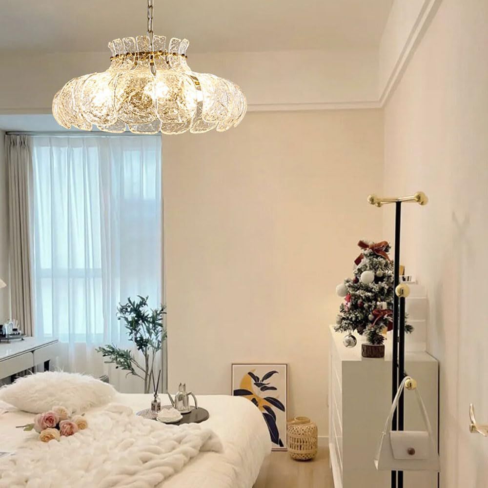 Bella Chandelier: Modern Ice Glass Bedroom Lighting