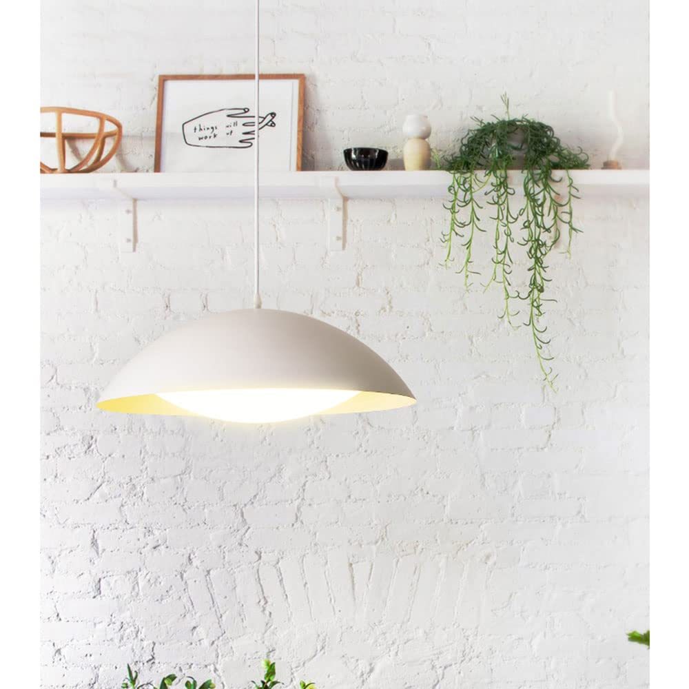Hailie White Pendant Light above white brick wall, modern decor