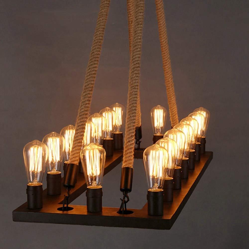 Vintage Industrial LED Pendant Light with Rope
