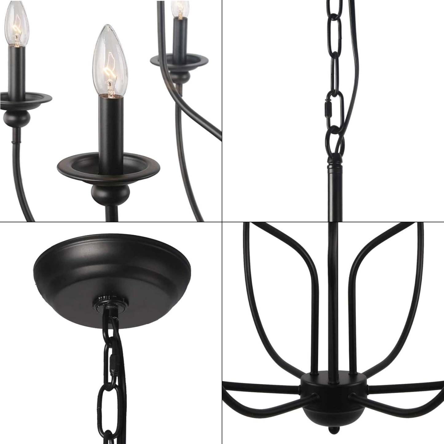 Silva Chandelier - Black Metal Details