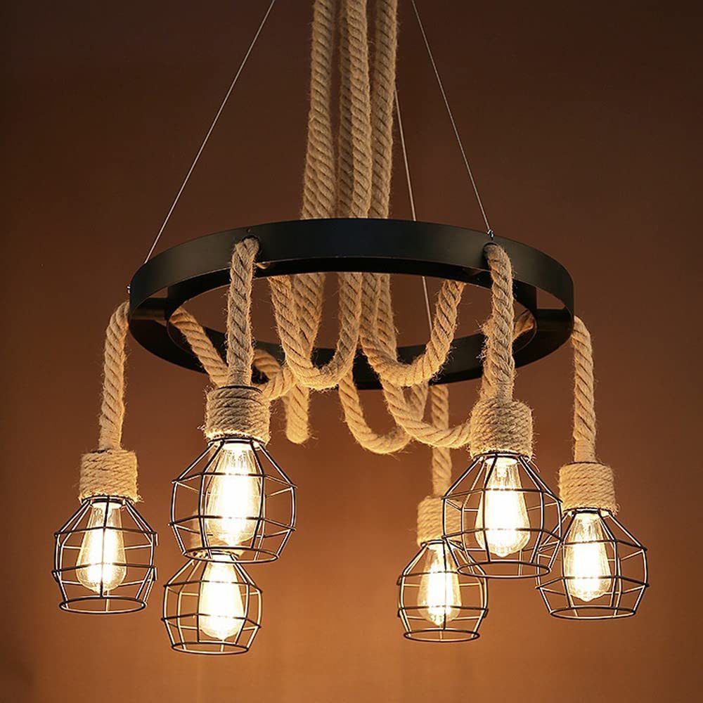 Epoch Retro Industrial Globe Chandelier Metal Bar Living Room