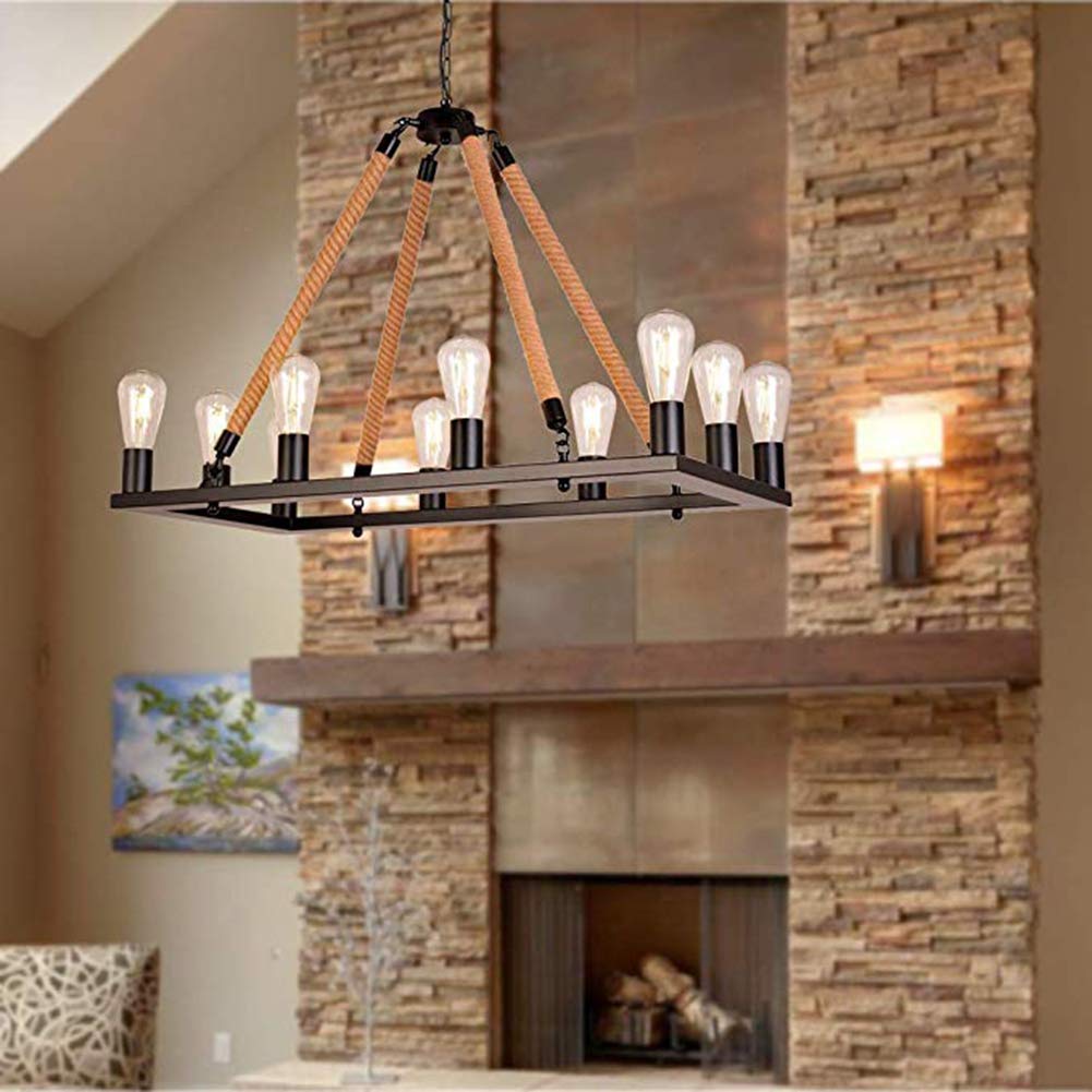 Industrial Epoch LED Pendant Light above fireplace