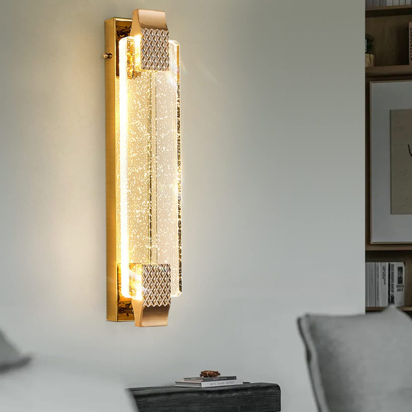 Modern gold wall lamp with glass shade
