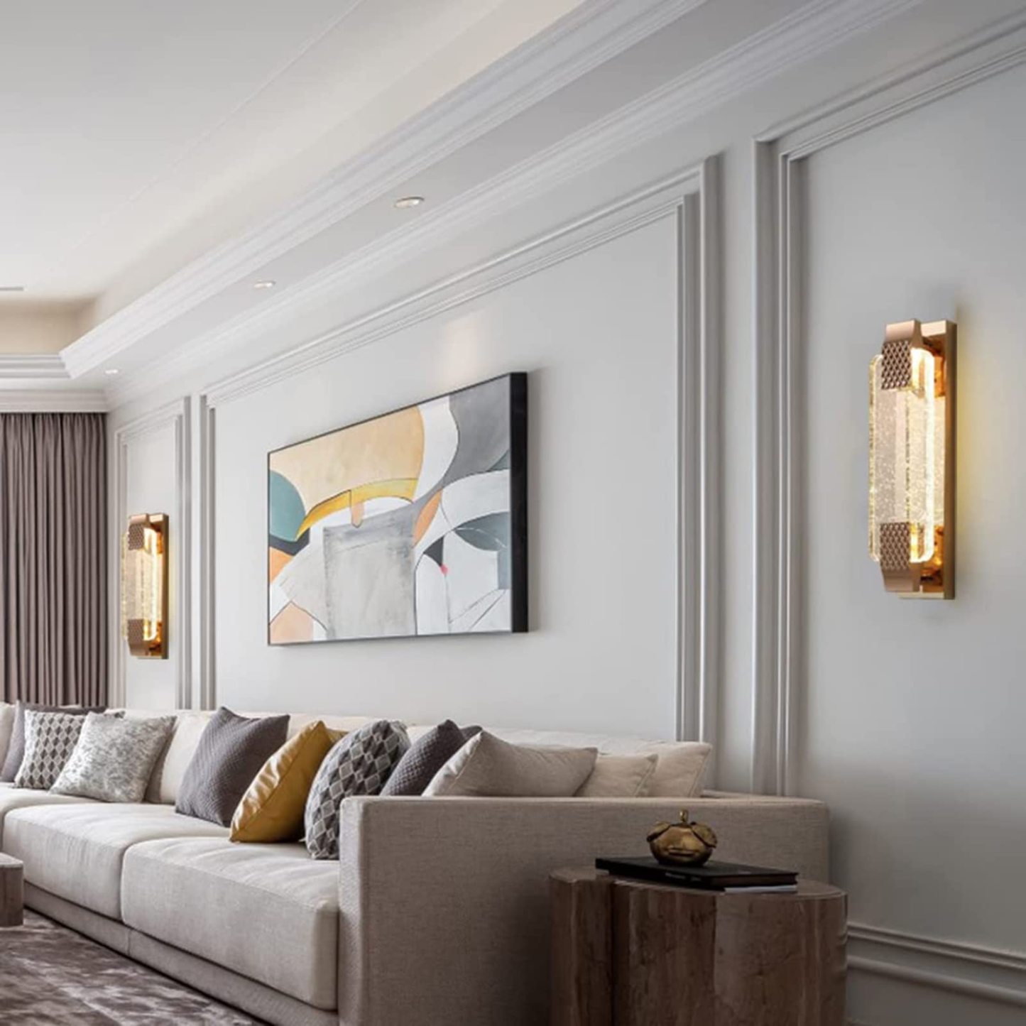 Kajetan wall lamp illuminated in living room